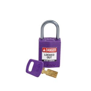 Kłódka SafeKey Nylon Compact Brady - szekla aluminiowa 25 mm różne klucze FIOLETOWA (152161)