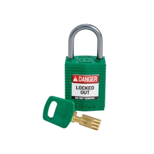 Kłódka SafeKey Nylon Compact Brady - szekla aluminiowa 25 mm różne klucze ZIELONA (152157)