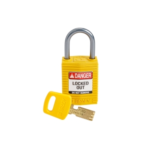 Kłódka SafeKey Nylon Compact Brady - szekla aluminiowa 25 mm różne klucze ŻÓŁTA (152156)