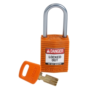 Kłódka SafeKey Nylon Compact Brady - szekla aluminiowa 38 mm różne klucze POMARAŃCZOWA (151660)