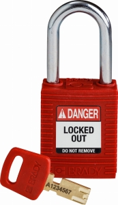 Brady kłódka SafeKey Nylon - szekla stalowa 38 mm różne klucze (150321)