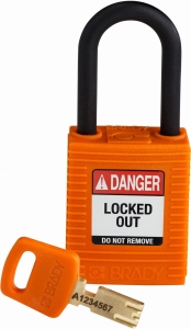 Brady kłódka SafeKey Nylon - szekla z tworzywa sztucznego 38 mm różne klucze (150230)