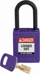 Brady kłódka SafeKey Nylon - szekla z tworzywa sztucznego 38 mm różne klucze (150272)