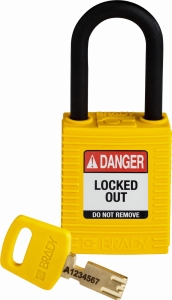 Brady kłódka SafeKey Nylon - szekla z tworzywa sztucznego 38 mm różne klucze (150232)