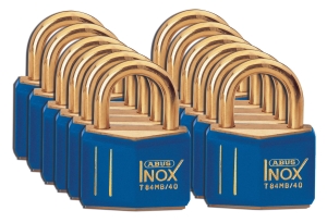 Brady  kłódka mosiężna - szekla z litego mosiądzu 21 mm różne klucze zestaw 12 szt (051355)