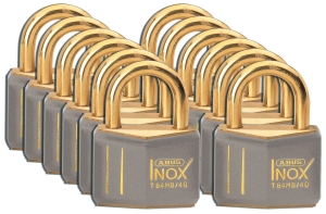 Brady  kłódka mosiężna - szekla z litego mosiądzu 21 mm różne klucze zestaw 12 szt (051358)