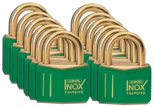 Brady  kłódka mosiężna - szekla z litego mosiądzu 21 mm różne klucze zestaw 12 szt (051356)