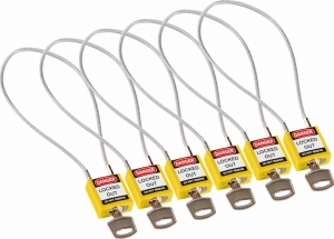 Brady kłódka tradycyjna nylonowa z linką - linka o długości 40 cm jednakowe klucze zestaw 6 szt. (146133)