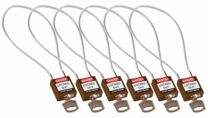 Brady kłódka tradycyjna nylonowa z linką - linka o długości 40 cm jednakowe klucze zestaw 6 szt. (195953)