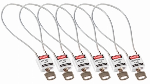 Brady kłódka tradycyjna nylonowa z linką - linka o długości 40 cm jednakowe klucze zestaw 6 szt. (195957)