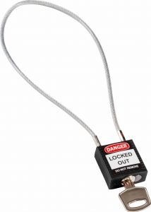 Brady kłódka tradycyjna nylonowa z linką - linka o długości 40 cm różne klucze (195940)