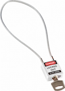 Brady kłódka tradycyjna nylonowa z linką - linka o długości 40 cm różne klucze (195945)