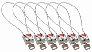 Brady kłódka tradycyjna nylonowa z linką - linka o długości 40 cm różne klucze zestaw 6 szt. (195988)