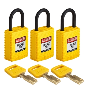 Brady kłódka SafeKey Nylon Compact - szekla polimerowa 25 mm jednakowe klucze zestaw 3 szt. (150190)