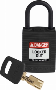 Brady kłódka SafeKey Nylon Compact - szekla polimerowa 25 mm różne klucze (150184)