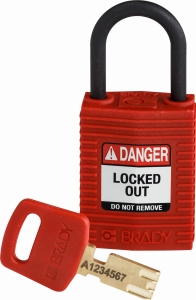 Brady kłódka SafeKey Nylon Compact - szekla polimerowa 25 mm różne klucze (150180)