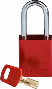 Brady kłódka SafeKey aluminium - szekla stalowa 38 mm różne klucze (150307)