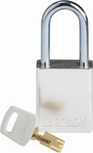 Brady kłódka SafeKey aluminium - szekla stalowa 38 mm różne klucze (150242)