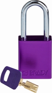 Brady kłódka SafeKey aluminium - szekla stalowa 38 mm różne klucze (150333)