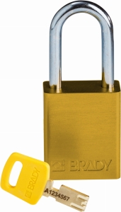 Brady kłódka SafeKey aluminium - szekla stalowa 38 mm różne klucze (150288)