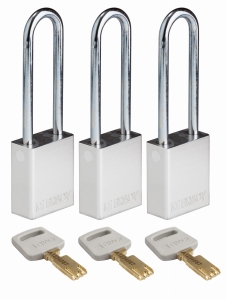 Brady kłódka SafeKey aluminium - szekla stalowa 76 mm jednakowe klucze zestaw 3 szt. (150276)