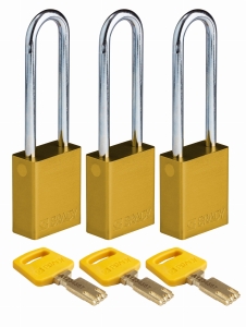 Brady kłódka SafeKey aluminium - szekla stalowa 76 mm jednakowe klucze zestaw 3 szt. (150239)